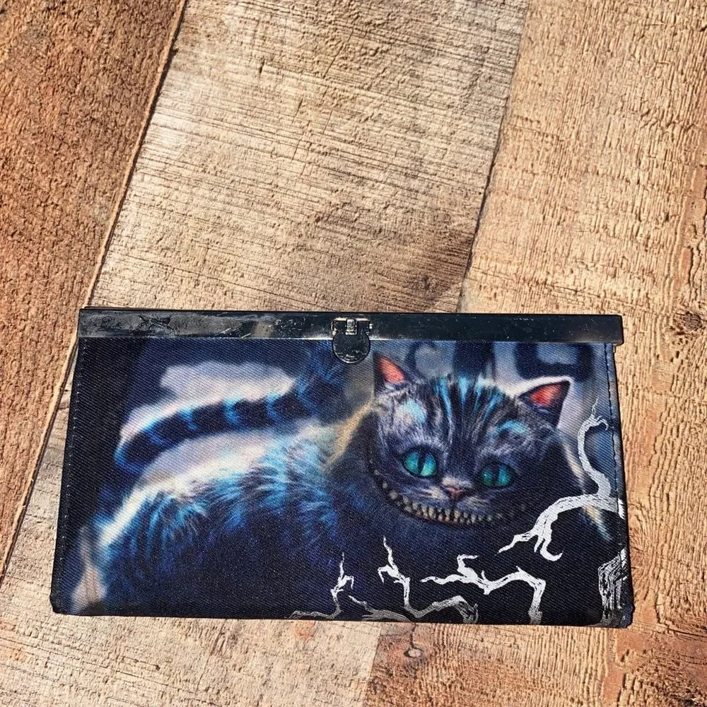Alice in Wonderland Chessire Cat Live Action Movie Silver Wallet Clutch Purse
